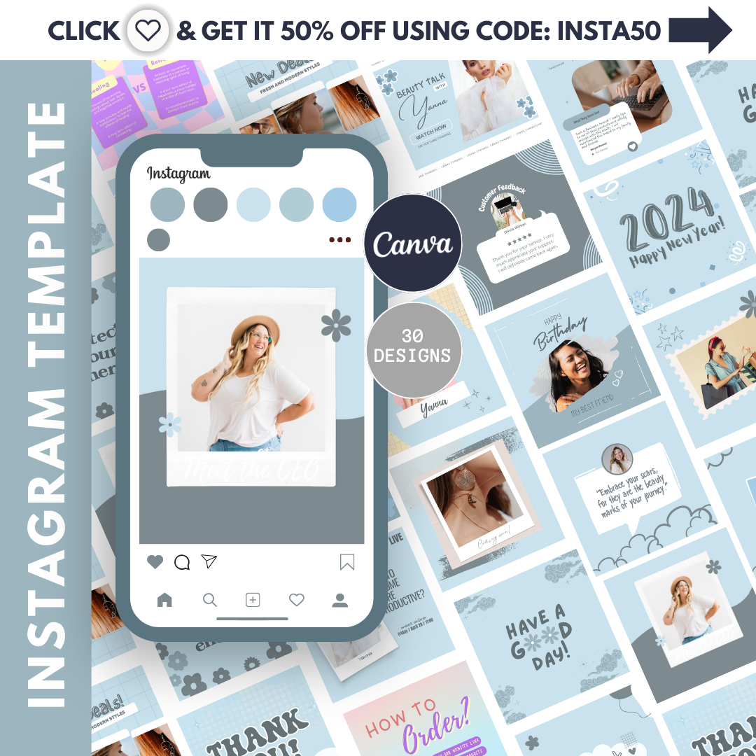 blue instragram post canva temlpate