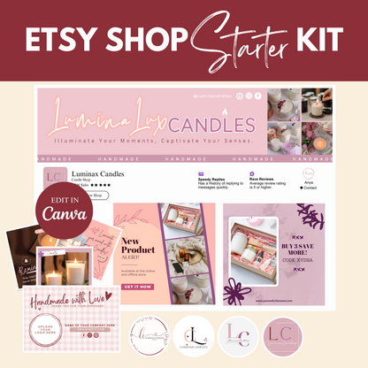 Etsy Shop Kit Plum Perfection Candles Etsy Shop Banner Canva Template Minimalist Branding Bundle Listing Plum Perfection Handmade Produ